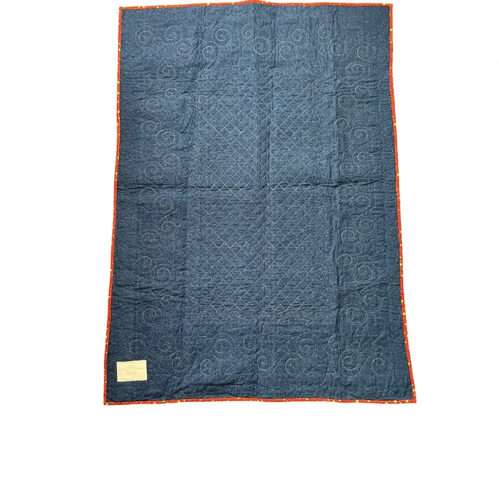 Handmade Prayer Quilt 61x43 Celestial Patchwork Bed Topper Throw
